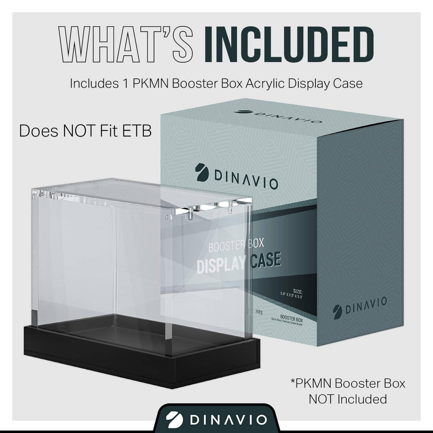 Dinavio Crafthouse PKMN Booster Box Case Acrylic Display - Booster Box Protector Case - 8mm + 5mm Acrylic 5x3mm Magnets - Compatible with PKMN Booster