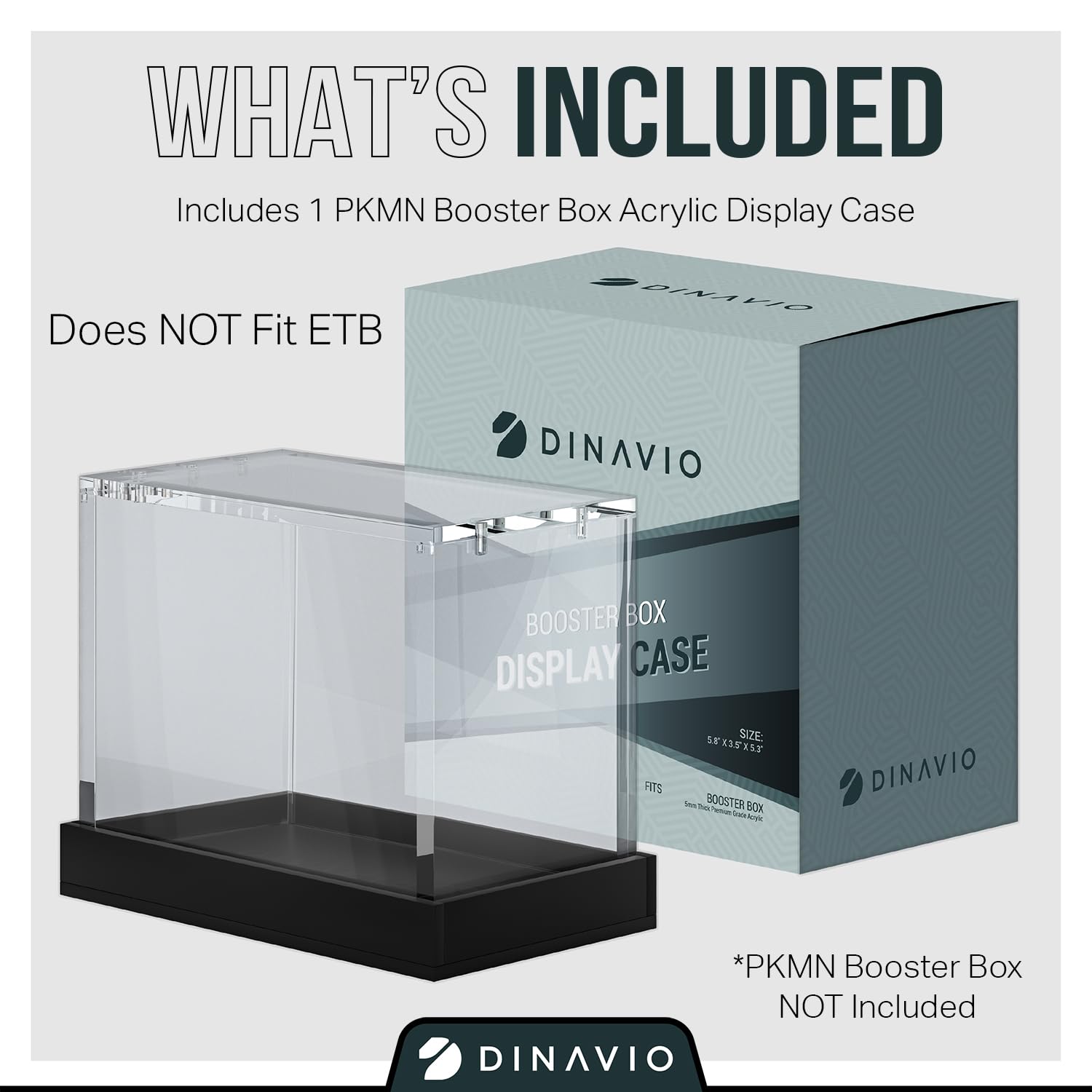 Dinavio Crafthouse PKMN Booster Box Case Acrylic Display - Booster Box Protector Case - 8mm + 5mm Acrylic 5x3mm Magnets - Compatible with PKMN Booster