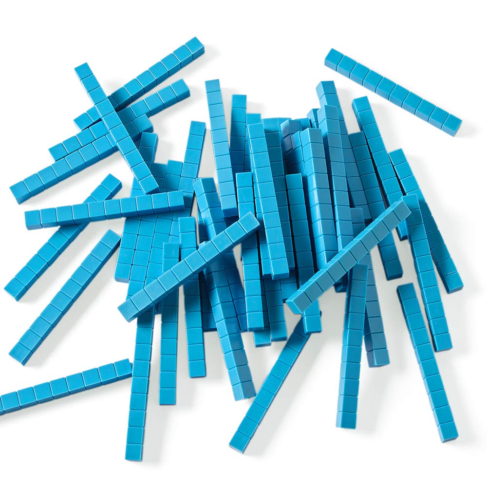 hand2mind Blue Plastic Base Ten Blocks Rods Set, Place Value Blocks, Counting Cubes, Base 10 Math Manipulatives, Teacher Supplies for Math Classroom