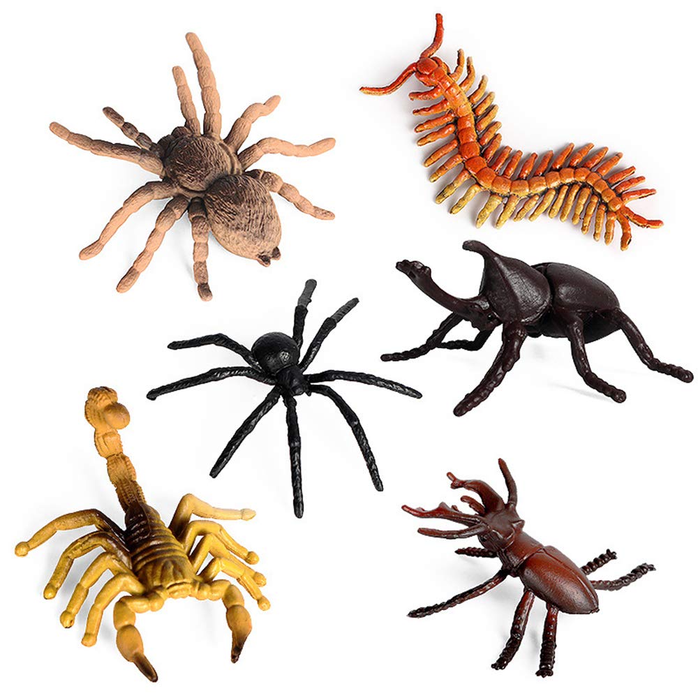 RCOMG 12 PCS Small Realistic Insects Figures Toys, Plastic Wildlife Animal Fake Bug Toys Halloween Party Favor School Project Bug Figurines Set