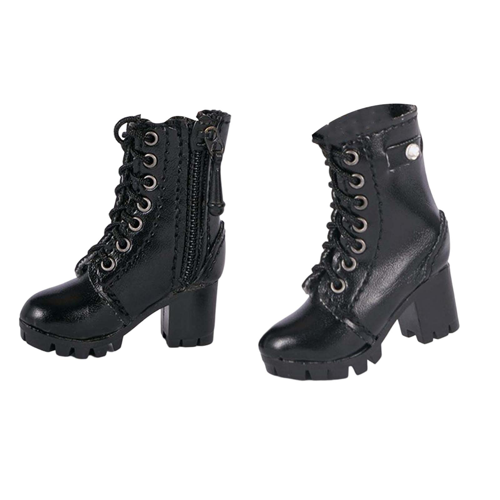 Yiju 1/6 Scale High Heel Boots for 12" Female Action Figures, ABS Black Doll Shoes
