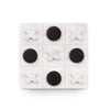 Bey-Berk Marble Tic Tac Toe Set, 9" x 9" White Board with Black & White Playing Pieces, Elegant Coffee Table Game