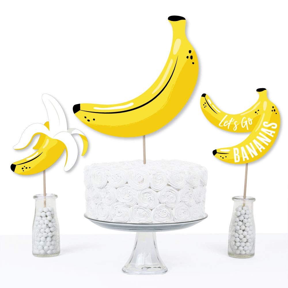 Big Dot of Happiness Let's Go Bananas - Tropical Party Centerpiece Sticks - Table Toppers - Set of 15