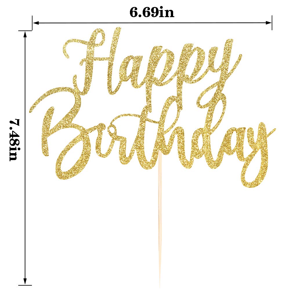 YUINYO Handmade Glitter happy birthday Cake Topper