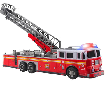 Remote Control Fire Truck - Premium Battery-Powered RC Fire Engine Toy with Flashing Lights, Realistic Sirens, Extendable Ladder - Perfect Toy Gift
