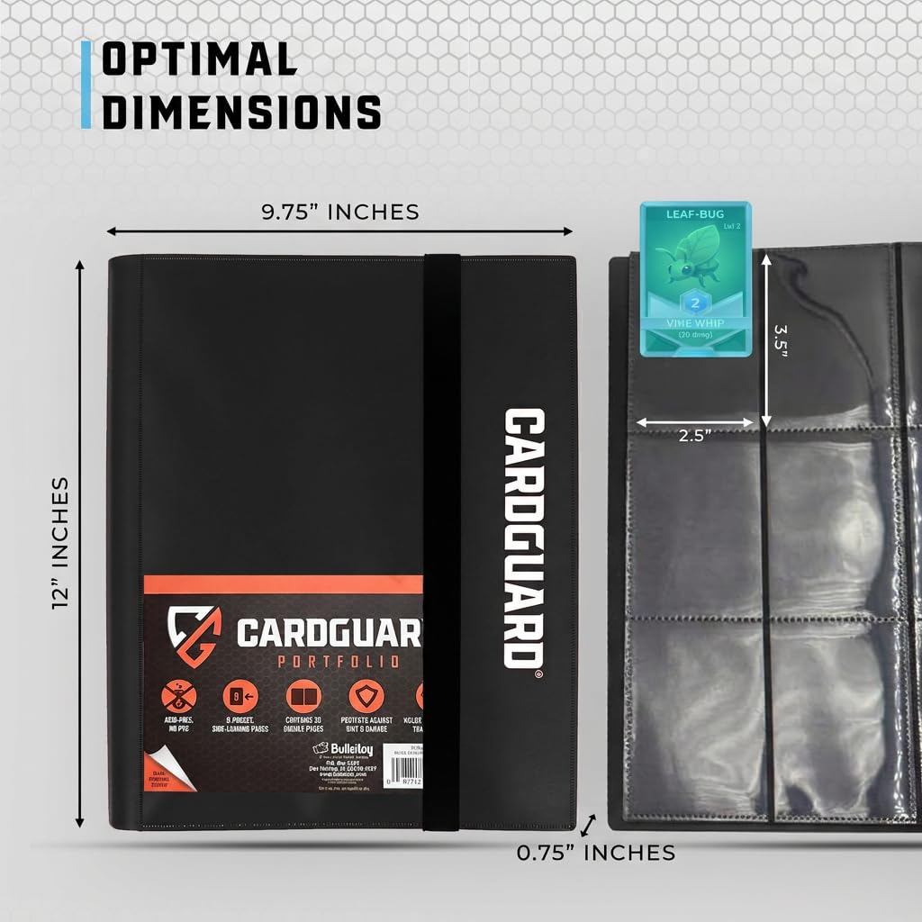 CardGuard Trading Card Binder Pro-Folio - 9 Pocket Binder - Side-Loading Album, Durable & Acid-Free Storage for Pokémon, YuGiOh, MTG, TCG, Game &