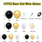 Black Gold White Balloon Arch Kit,137 Pcs Balloon Garland Kit Confetti Metallic with Balloons Tape for Wedding, Birthday,Graduation,New Years,Special