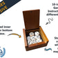 WE Games Wooden Dice Box with 8 Rounded Wooden Dice - Instructions for 10 Dice Games