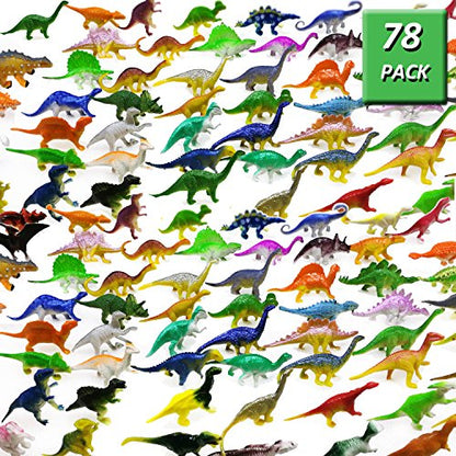 OuMuaMua Dinosaur Toys, Plastic Mini Dinosaur Figure Toy Set Including T-rex, Stegosaurus, Monoclonius for Kids Dinosaurs Birthday Party Favors