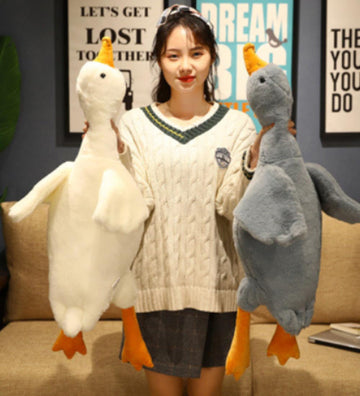 OPHRBU Goose Plush Toy Pillow, Soft and Fluffy swan Stuffed Animal Pillow, Gift for Kids and Friends. 1piece (Grey 19.8 inches)