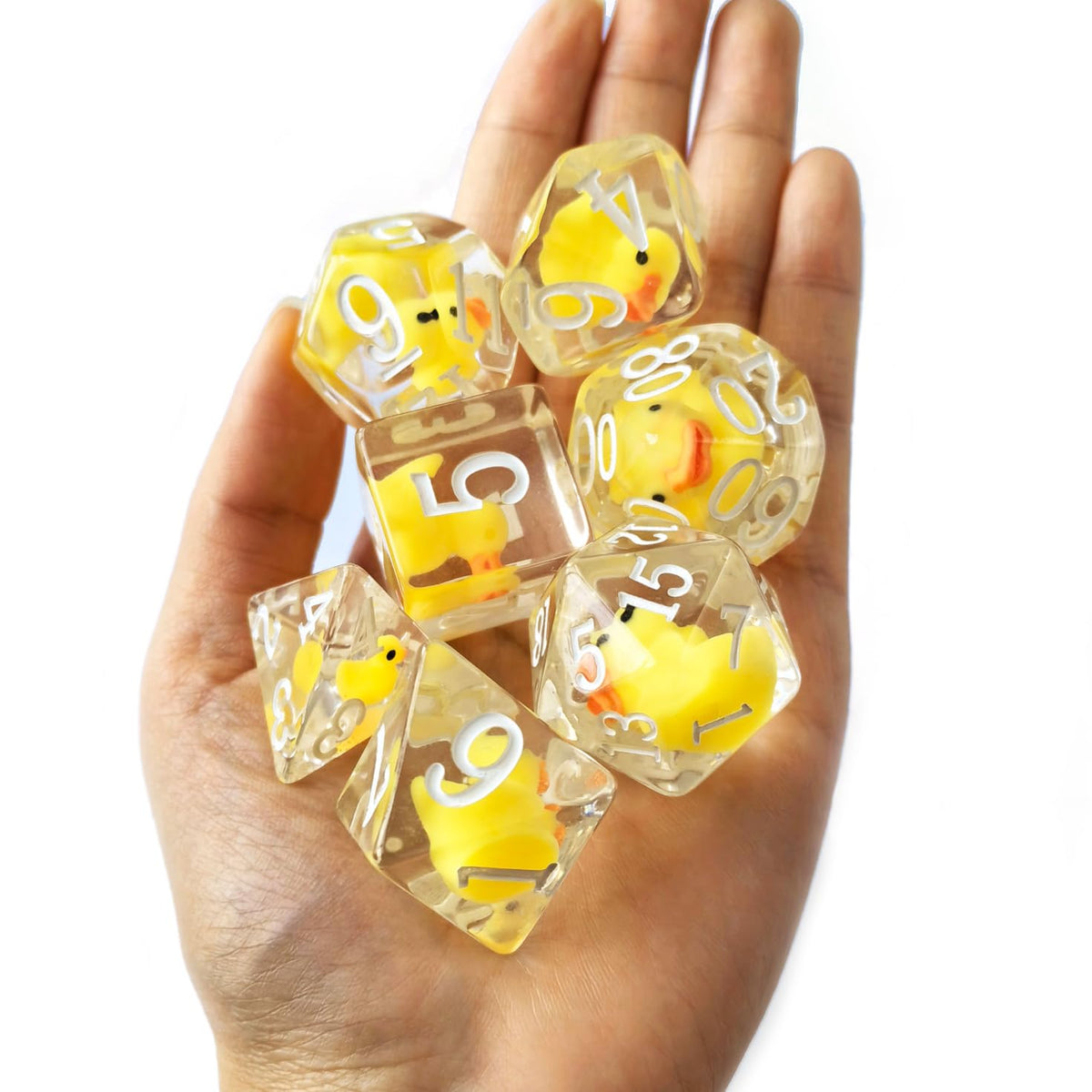 Bescon Oversized YellowDuck RPG Dice Set of 7, Novelty Jumbo Dice Yellow Duck Polyhedral DND Game Die Set