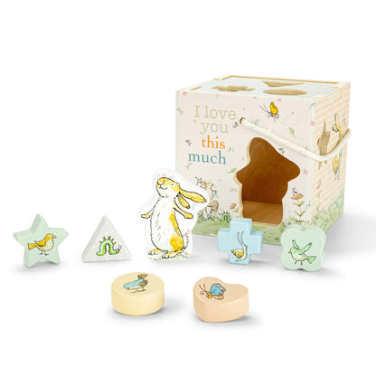 Kids Preferred Guess How Much I Love You Wooden Shape Sorter with Rope Handle, 7 Blocks, and Positive Messaging from The Book Classic Toy for Babies