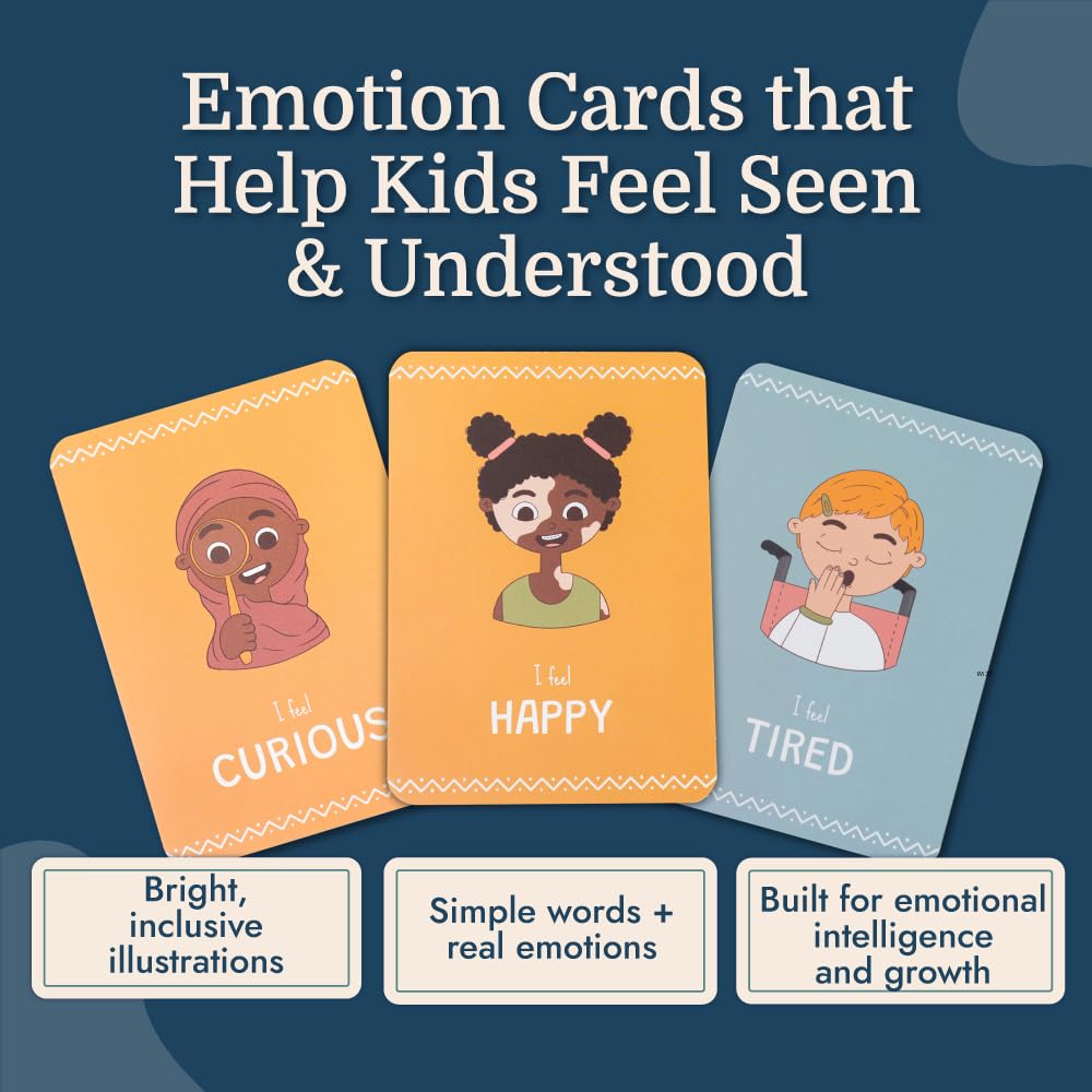 Samma Sati Emotion Flashcards for Toddlers, 25 Feelings Cards, Ages 2-8