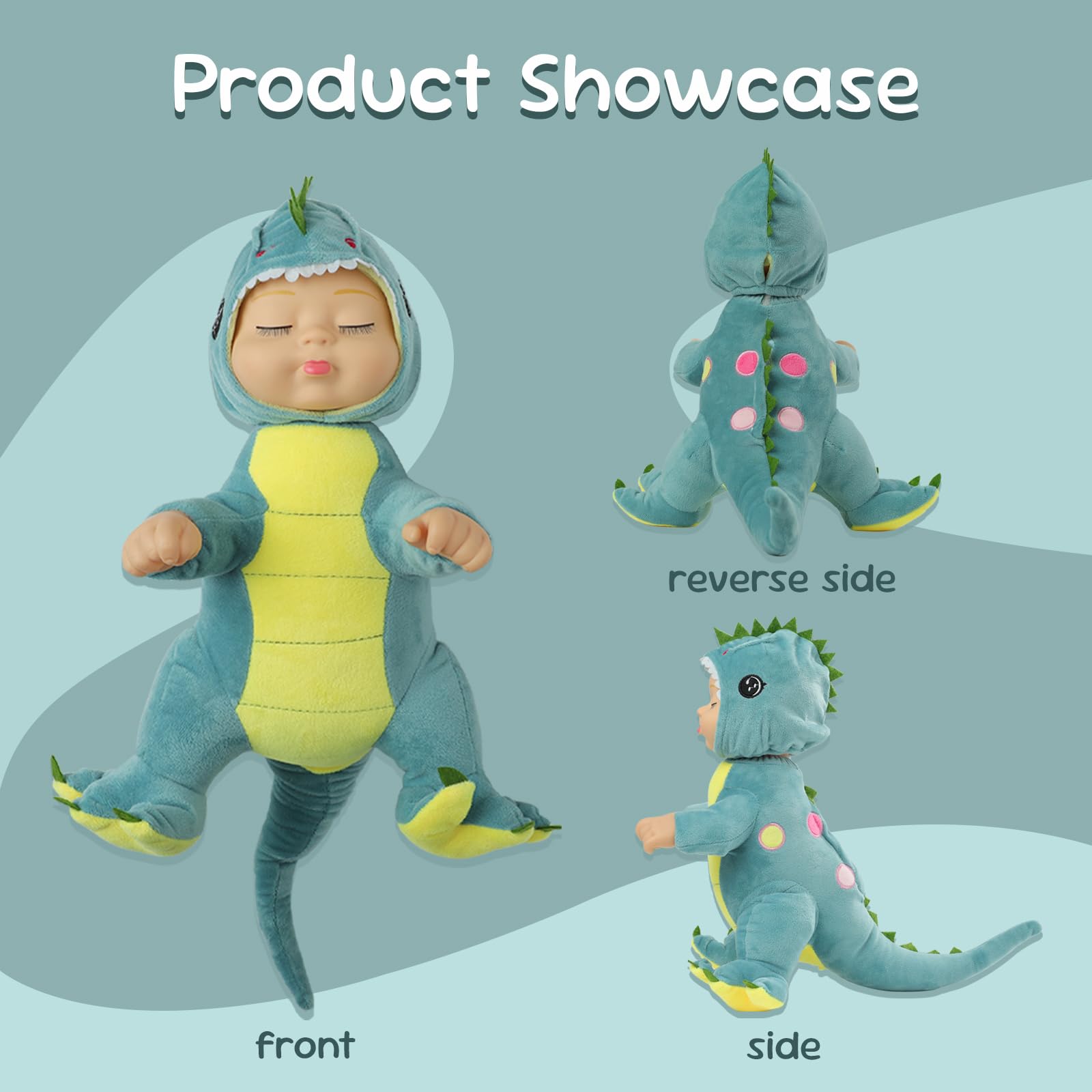 YOYOExment Dinosaur Toys,14 inch Plush Baby Doll,Interactive Singing Lifelike Newborn Doll,Soft Plush Dinosaur Toy Removable hat,Plush Animal Toys