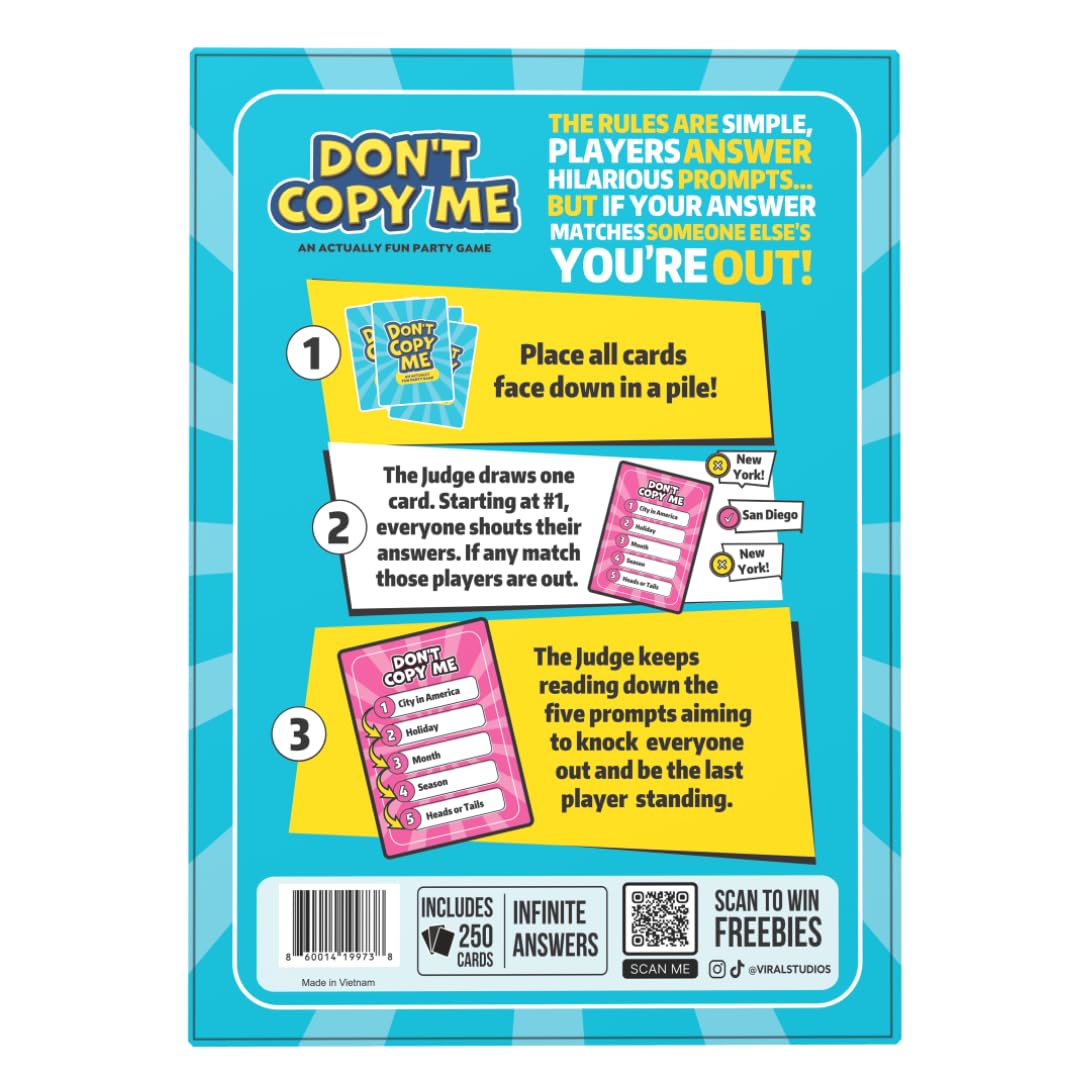 Viral Studios Don't Copy Me | The Party Card Game Where Matching Gets You Eliminated - Fast-Paced Game for Friends, Families, & Game Nights, All Ages
