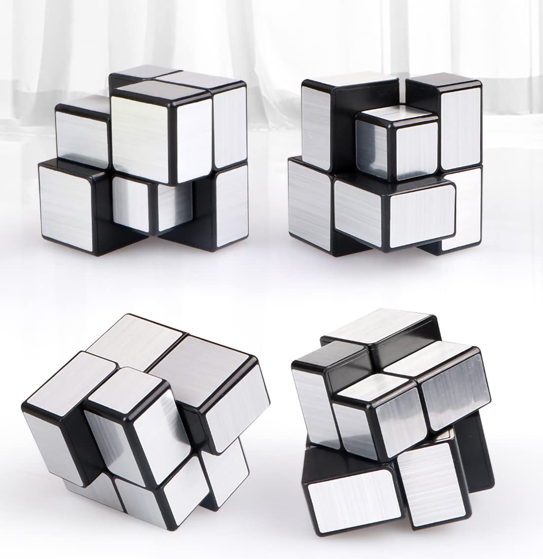Mirror Speed Magic Cube 2X2 Puzzle 2x2x2 Speed Cube QiYi Toys 2x2 Speed Cube Magic Puzzle Cube for Children and Adults Silver