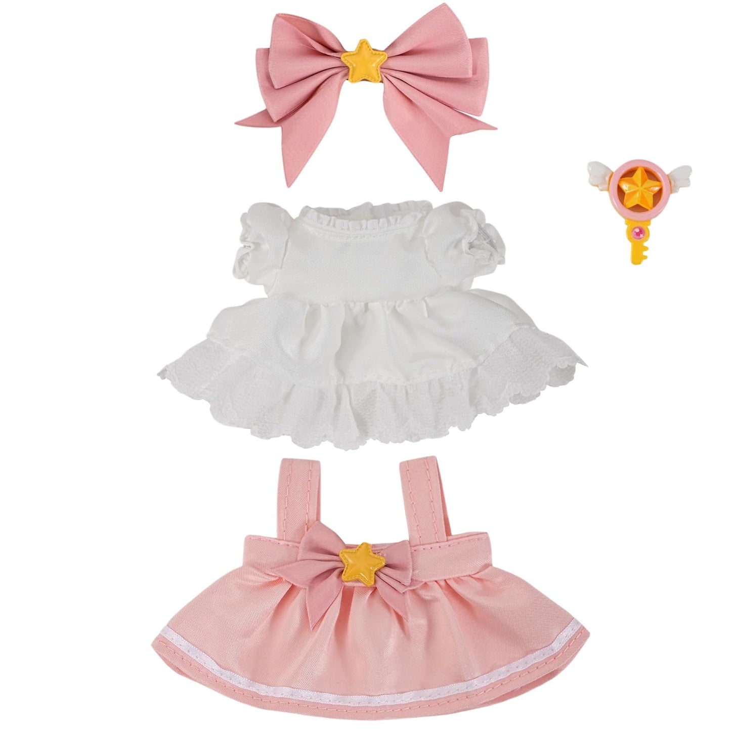 17cm Doll Clothes,6.7 Inches(15-17cm ) Cute Clothes Suitable for Dolls Accessories, 4-Piece Clothes for Dolls Outfit (NO Doll) (Pink Princess)
