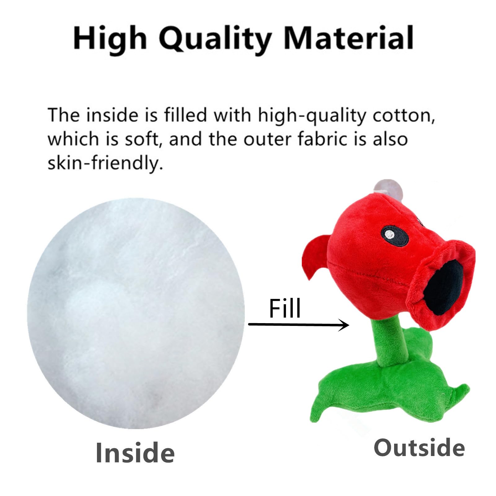 JHESAO 7" Fire Plants and Zombies Peashooter Plush Zombies Toys PVZ Plushies 1 2 Stuffed Soft Doll Pea Fire Plant Toy New