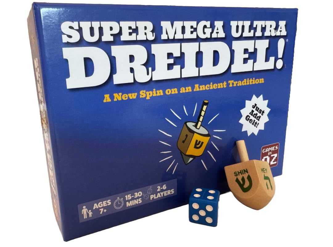 Super Mega Ultra Dreidel - Card Game Adds a New Spin on an Ancient Tradition - Family Holiday Fun for 2-6 Players Age 7+