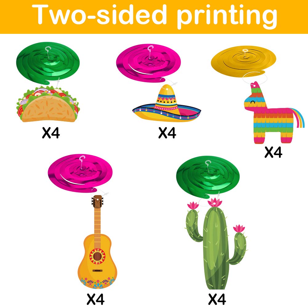 Mexican Fiesta Hanging Swirl Decorations, Cinco De Mayo Party Supplies