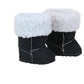 American Fashion World Black Boots with White Faux Sheep Fur for 18-Inch Dolls | Premium Quality & Trendy Design | Dolls Shoes | Shoe Fashion