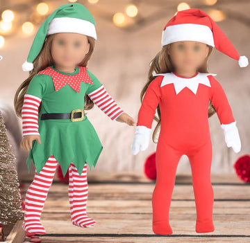sweet dolly 18 inch Christmas Doll Clothes, 18 inch Christmas Elf Clothing Costume Santa's Little Helper Outfit for 18 inch Doll