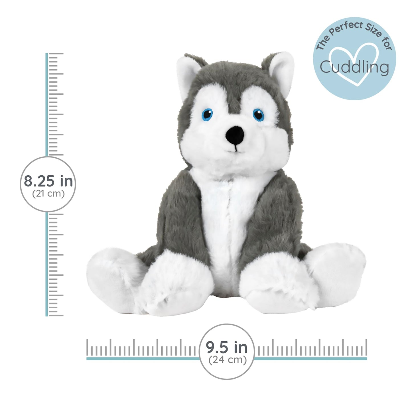 Hayes Husky - Microwavable & Weighted Plush Stuffed Animal - Heated Plushie for Warmth - Cute, Soft, Cozy Toy for Adults & Children (Boys, Girls