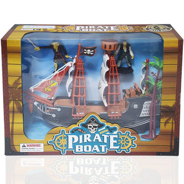 ArtCreativity 10" Pirate Boat Playset, Ship Toy with 2 Pirate Action Figures & Tree, Fun Party Favor and Summer Toy for Boys