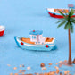 2 Pcs Miniature Dollhouse Boat Mini Fishing Boat Model Mediterranean Decor Resin Desktop Boat Ornament Ocean Beach Micro Landscape Dollhouse