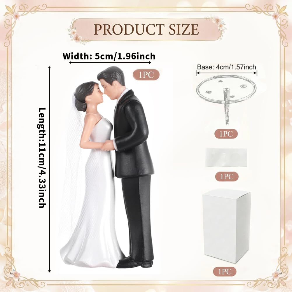 Wedding Bride and Groom Cake Topper Romantic Couple Figurine Cake Plastic Toppers for Anniversaries Engagement Parties, Bridal Showers, Wedding Cake