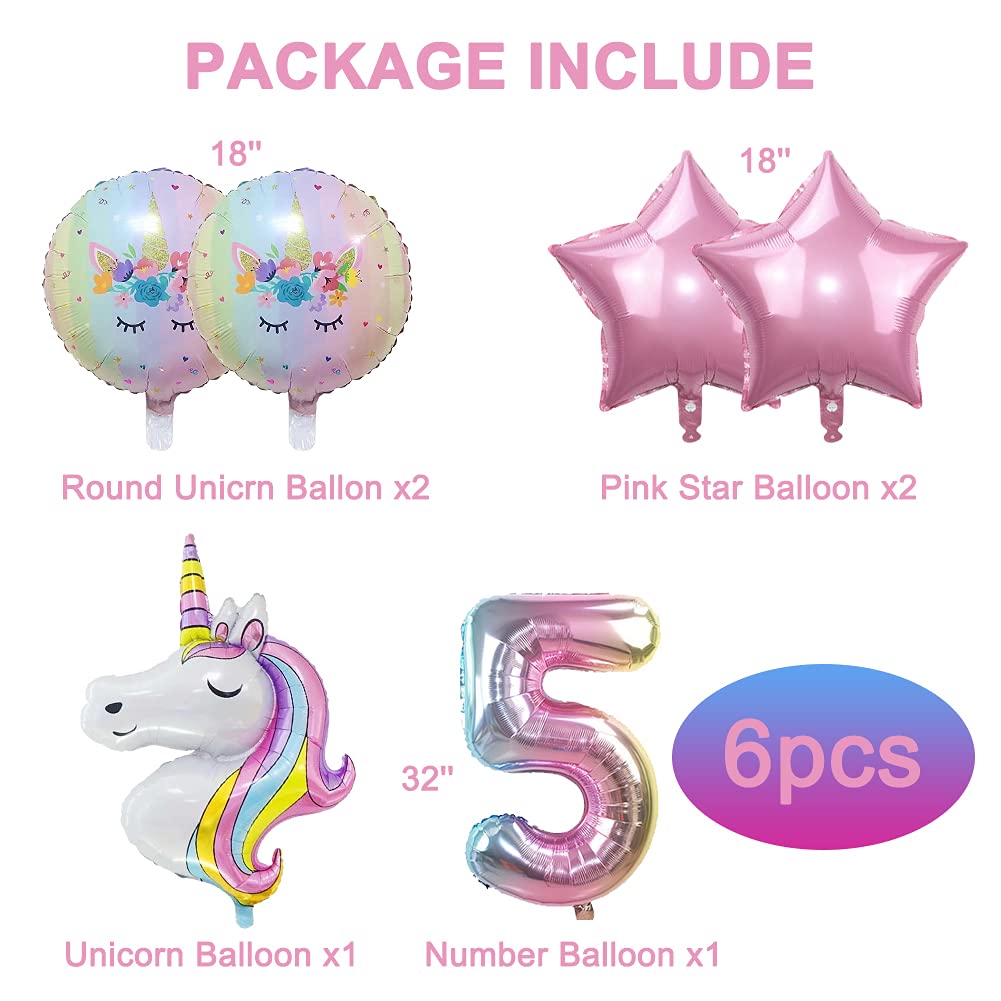 DUILE Unicorn Balloons Unicorn Birthday Party Decorations for Girls Foil Balloons Set Macaron and Rainbow Balloon Wedding Baby Shower Party Supplies