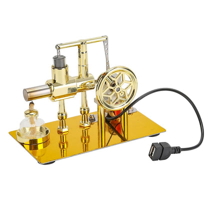ENGINEDIY Stirling Engine Model Kit, Balance Single Cylinder Hot Air Stirling Engine Model with USB Light, DIY Experiment Educational Model Kits