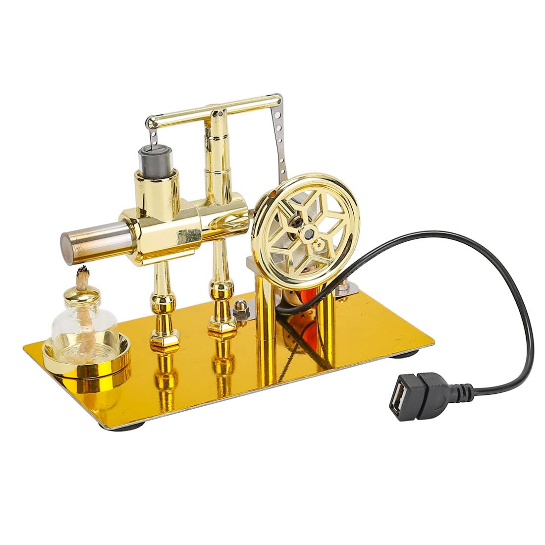 Keetopteep Hot Air Stirling Engine Motor Education Model Electricity Power Generator LED Lights Kit Teaching Stirling Engine Kit for Adults Desktop