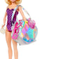 Barbie Clothes Set, Beach-Themed with Swimsuit, 5 Acessories & Zippered Doll-Sized Shell-Shaped Bag with Clip-On Ring, Iridescent