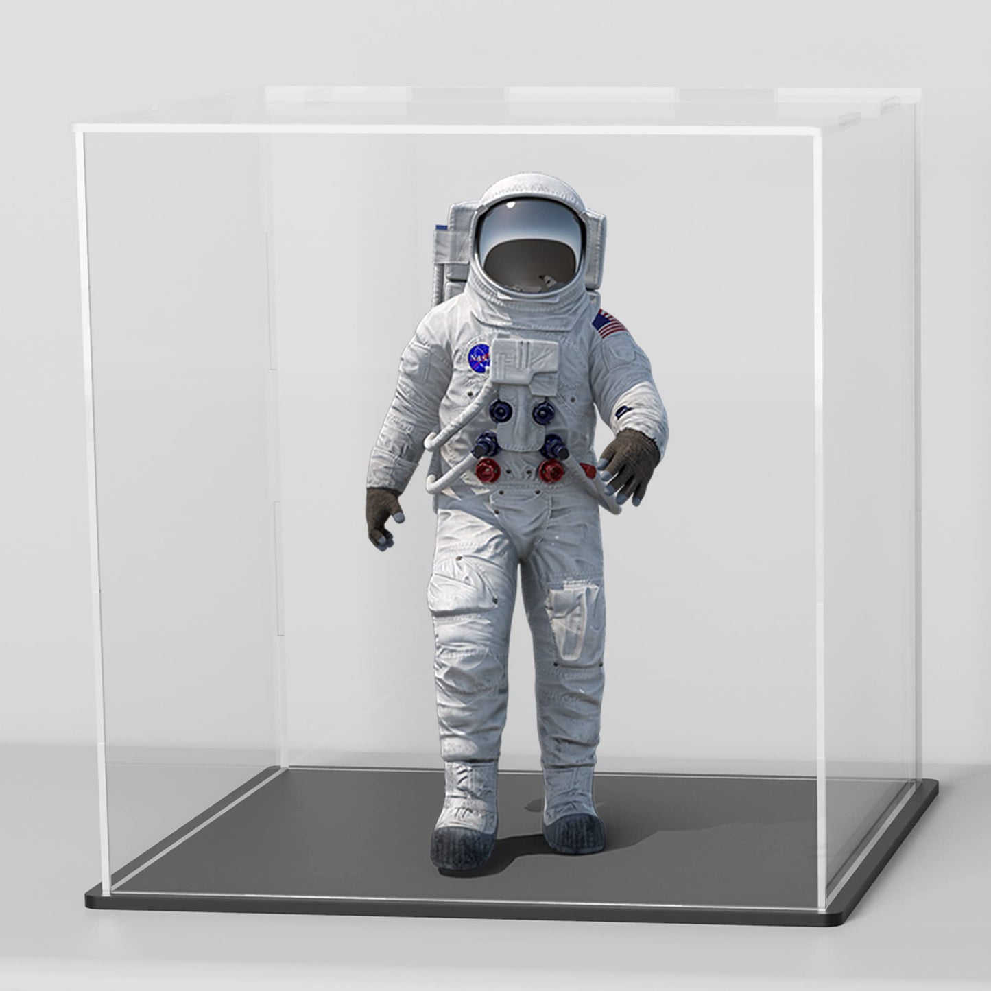 HEMYLU Acrylic Box with Matte Black Base, 5 inch Cube Clear Acrylic Display Case, Dust-Proof Display Case for Collectibles, Toys (5x5x5 inch)