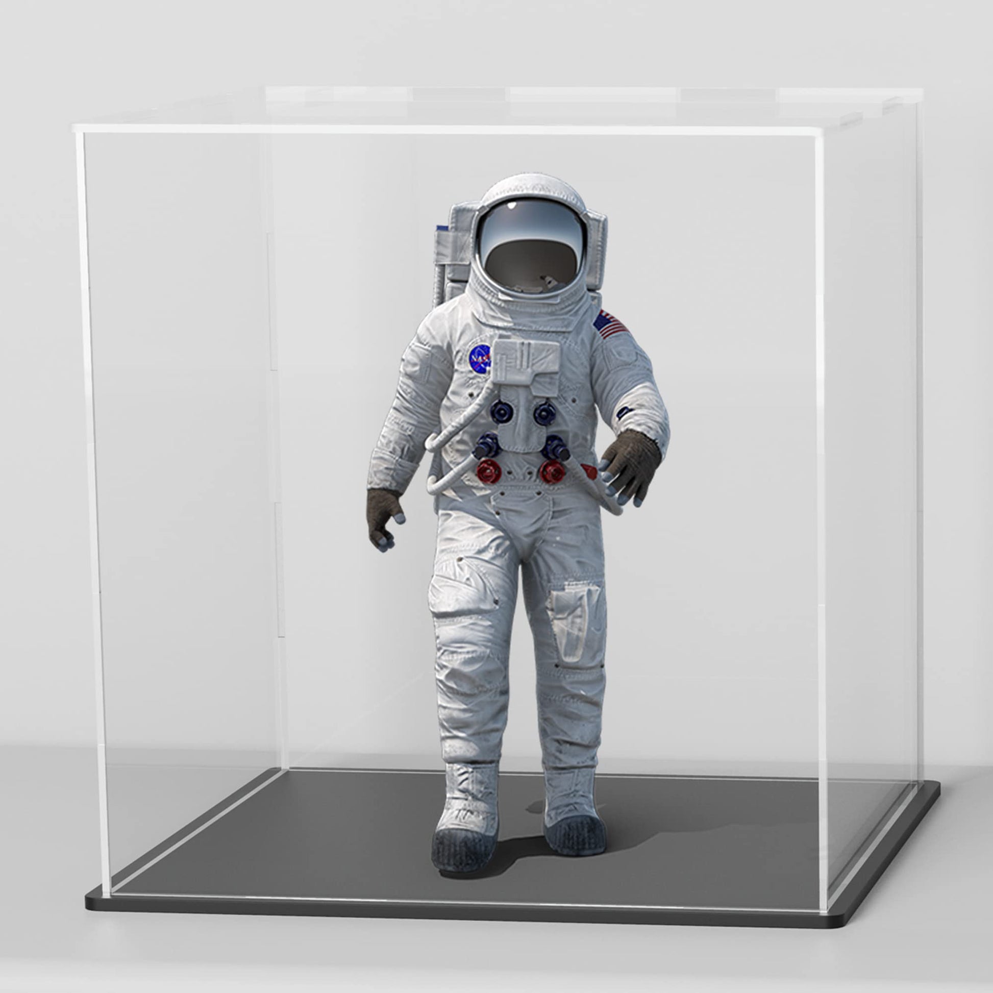 HEMYLU Acrylic Box with Matte Black Base, 5 inch Cube Clear Acrylic Display Case, Dust-Proof Display Case for Collectibles, Toys (5x5x5 inch)