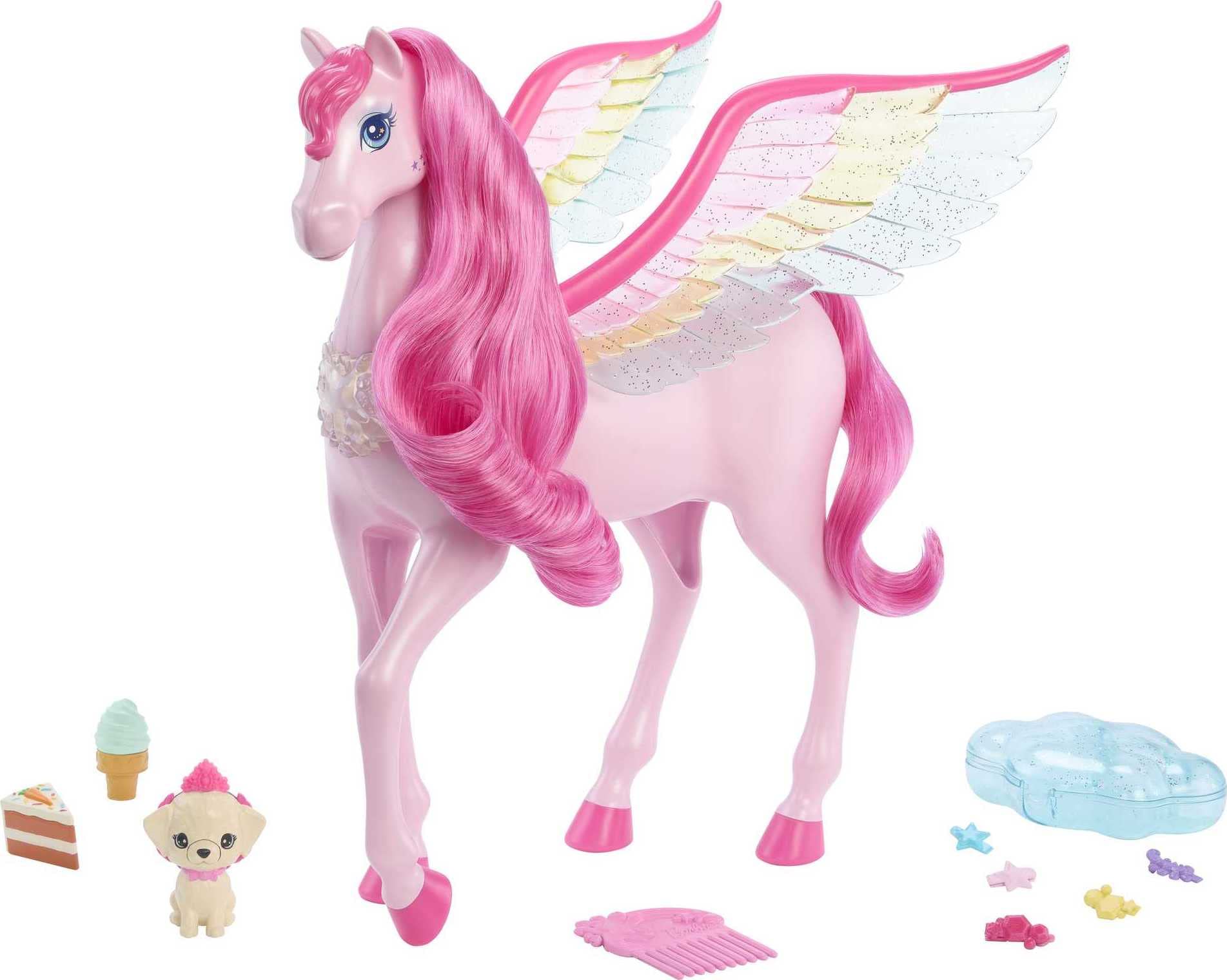 Barbie Mattel Fairytale A Touch of Magic Pink Pegasus with Puppy