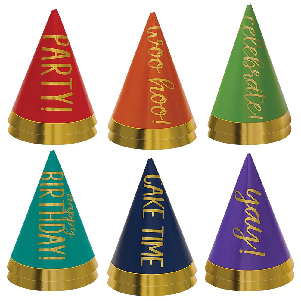 Birthday Rainbow Mini Cone Party Hats - 4" (12 Pcs) - Vibrant and Fun Paper Party Accessories