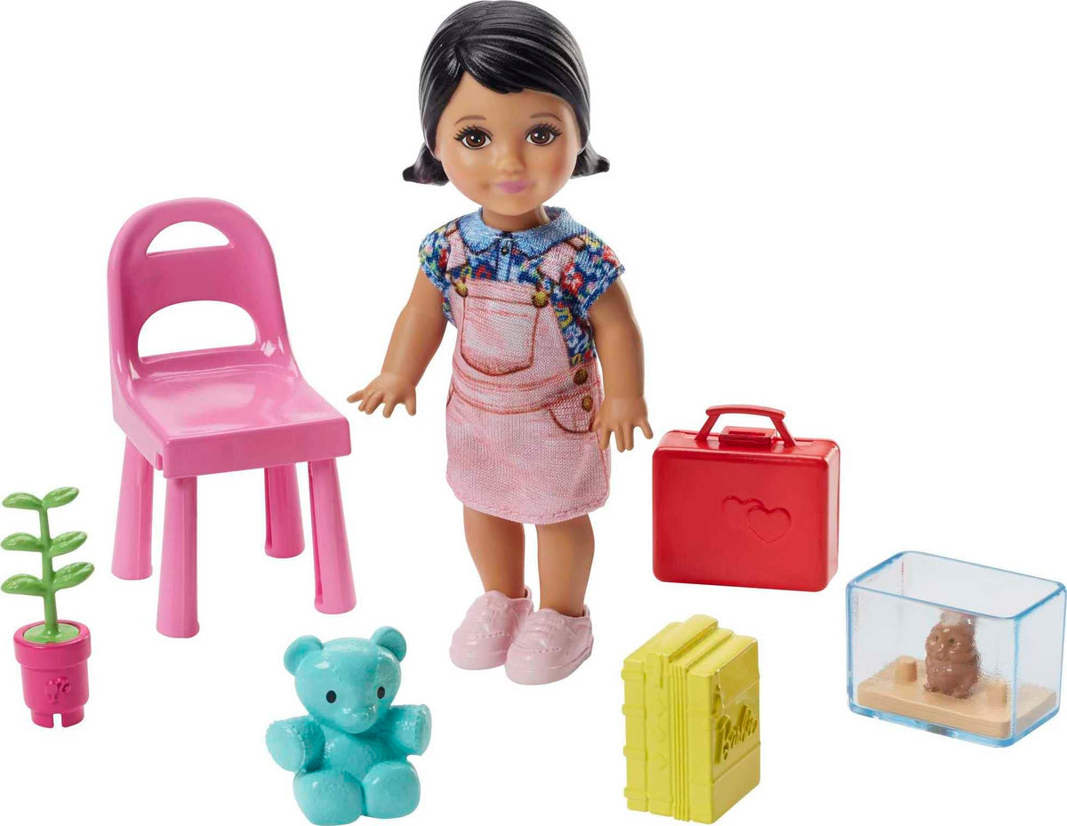 Barbie Teacher Dolls & Playset with Fashion Doll, Small Doll, Furniture & Accessories Including Flipping Blackboard