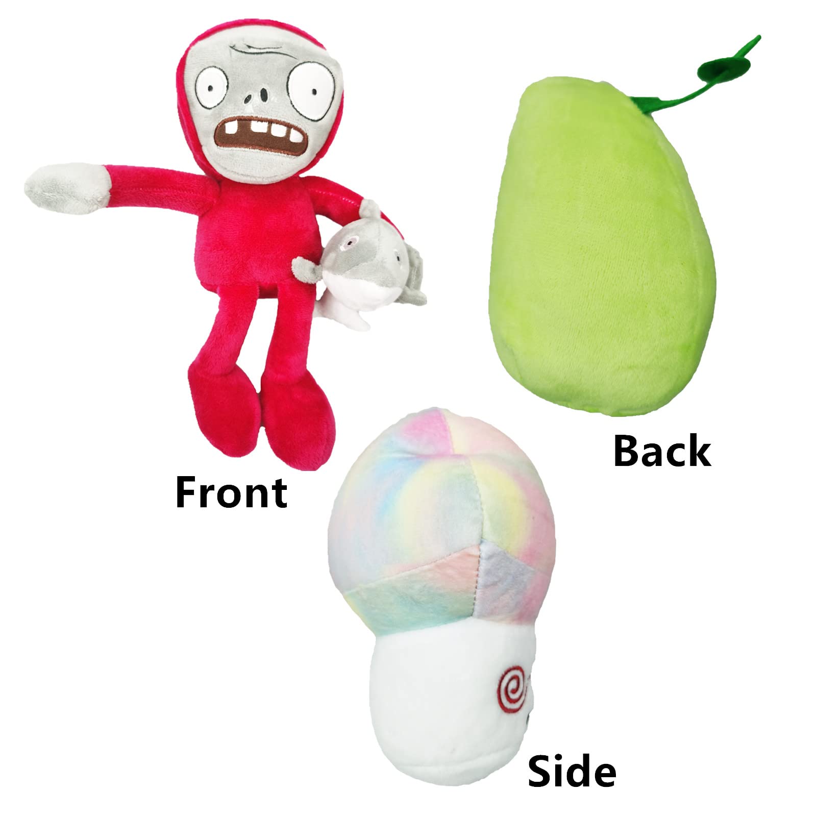 JHESAO 3 PCS Plants and Zombies Plush Sets Zombies Toy Hypno Shroom, 1 2 Stuffed Soft Dolphin Zombie Doll, Laser Bean PVZ Plushies Figure Doll