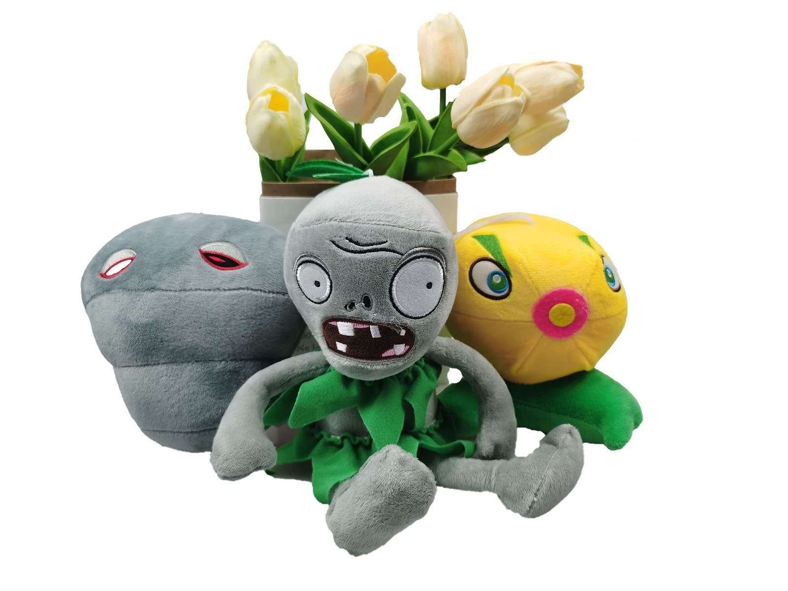 JHESAO 3 PCS Lettuce Plants and Zombies Plush Banner Zombies Toys PVZ Plush 1 2 Stuffed Soft Doll Coconut Cannon Plant Toy New