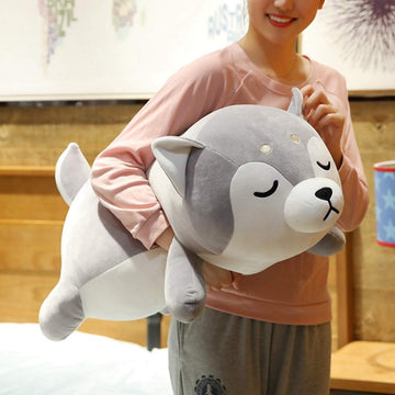 ERDAO Husky Plush Pillow,Huskie Stuffed Animal Toy Puppy Throw Pillow for Kids,Valentine's Day,Christmas (19.6inch)