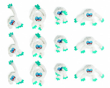 Fun Express Long Arm Plush Big Foot Yetis Set of 12 - Christmas Stuffed Animals Bulk Pack with Hanging Design | Winter Holiday Figurines for Tree