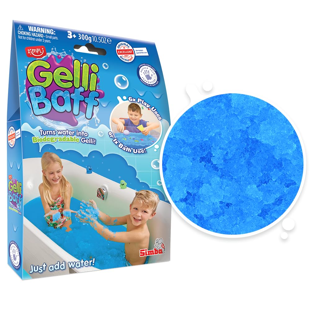 Zimpli Kids Gelli Baff Blue from, 1 Bath Pack, Turn Water Into Colourful Goo, Children's Sensory and Bath Toy, Certified Biodegradable Gift