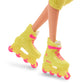 Barbie The Movie Margot Robbie - Skating Doll with Neon Outfit, Retro Gymnastics Suit, Pink Biker Shorts, Sun Shield, Neon Green Hoop Earrings