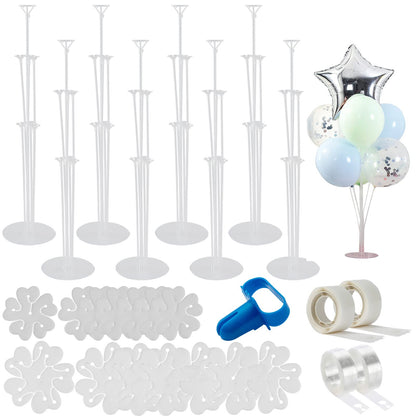 Jiesky 8 Sets 28 Inch Balloon Stand Kits, Balloon Sticks with Base For Table Floor Graduation Baby Shower Happy Birthday Engagement Fiesta Party
