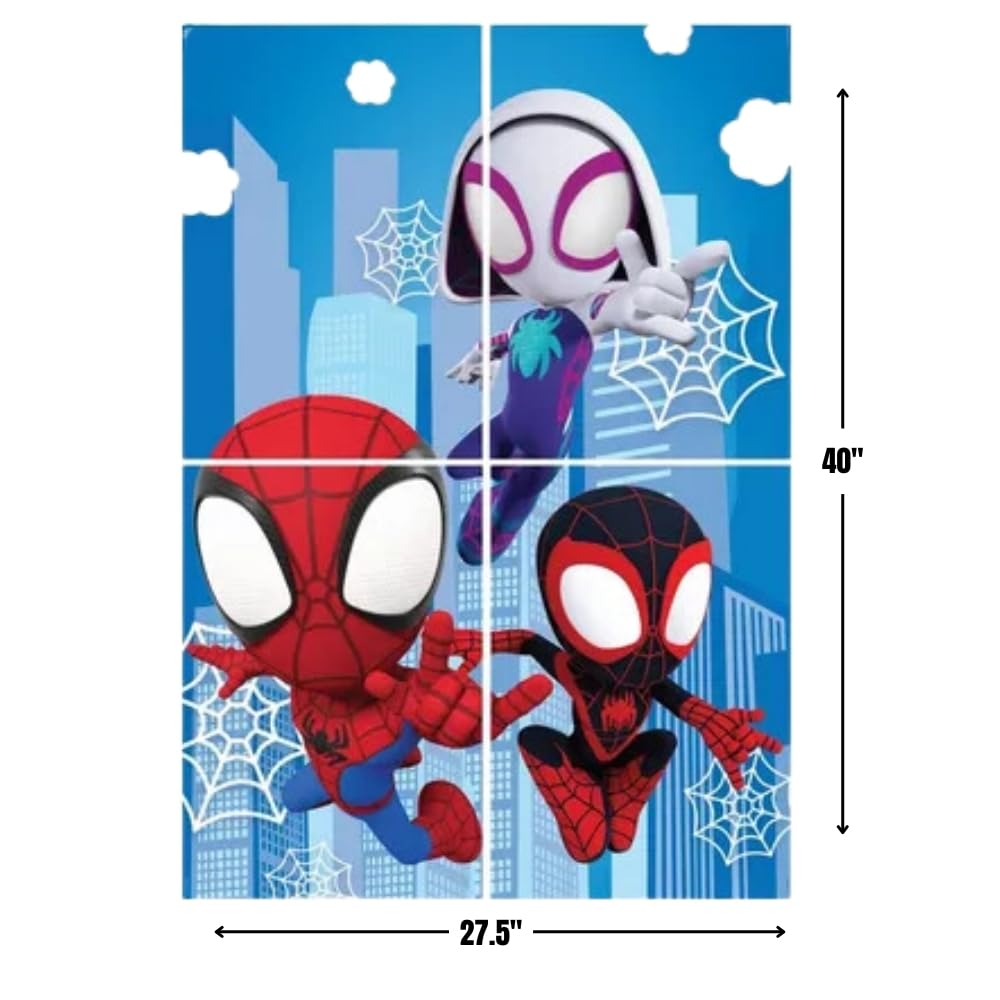 Party Scene Setter with Props - 40" x 27.5" | 1 Set of 16 Pcs, Spidey & His Amazing Friends