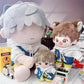 niannyyhouse White Hoodie One Shoulder Denim Strap Pants 10cm~15cm 20cm 40cm Plush Doll Outfit Dolls Dress Up Accessories (White 10cm~15cm)