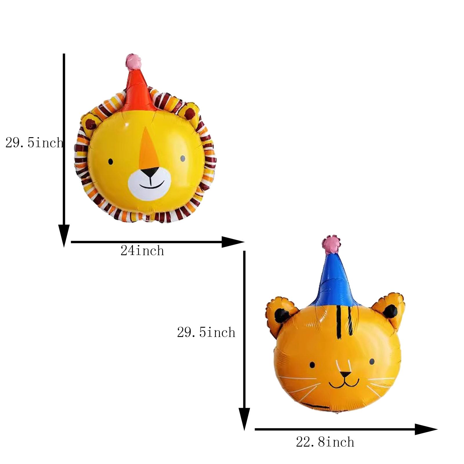 4PCS Animal Head Foil Balloon Set Lion Bear Monkey Cat Mylar Balloons for Birthday Party Decorations