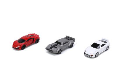 Jada Toys & Furious 1.65" Nano 3-Pack Wave 4 Die-cast Cars Toys for Kids and Adults Toyota Supra Lykan Hypersport Ice Charger